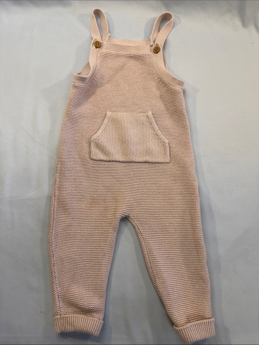 Little planet - Soft Pink Knit organic Overalls with Front Pocket